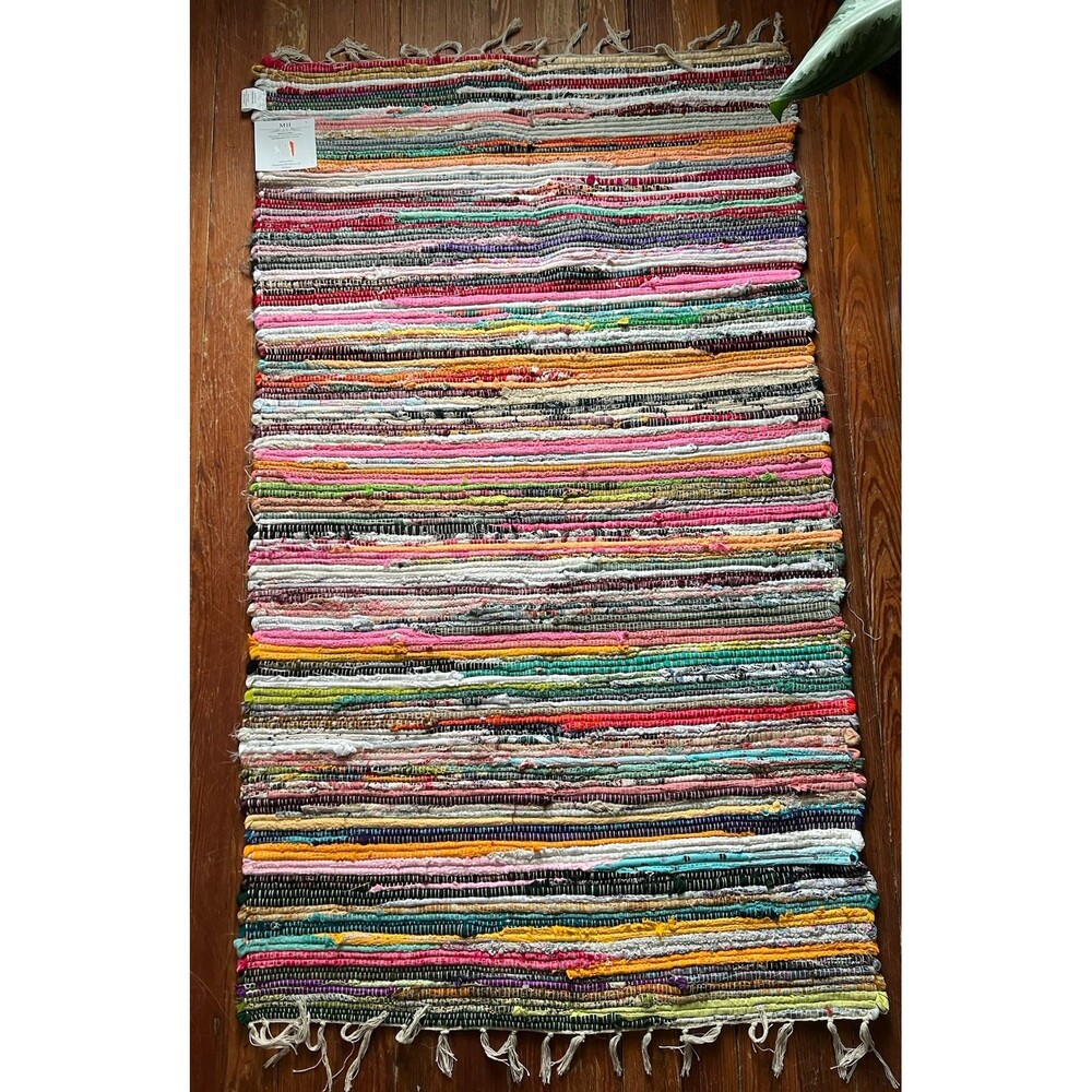 NWT Chindi Rag Rug 3'x5' Boho Farmhouse Rustic Area Accent Throw Rug Multicolor